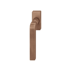 FSB DK-Fenstergriff, mit schmaler eckiger Rosette, B 27mm, H 62mm, S 10mm, DIN Links-Rechts, 34 1004, Hellbronze patiniert gewachst, mit Stütznocken, Ø 10mm, Vierkant 7mm, Stiftlänge 24-38mm Nr. 0 34 1004 09032 7615