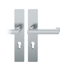 FSB AGL® 3 Drückergarnitur, Langschild, eckig, PZ gelocht, E72, DIN Rechts, 79 1031, Edelstahl fein matt, mit Stütznocken, Vierkant 9mm, TS 39-48mm Nr. 0 79 1031 62110 6204