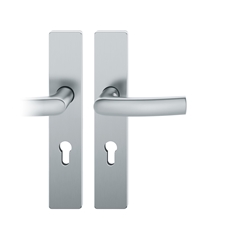 FSB AGL® 3 Drückergarnitur, Langschild, eckig, PZ gelocht, E72, DIN Links, 76 1015, Edelstahl fein matt, mit Stütznocken, Vierkant 9mm, TS 39-48mm Nr. 0 76 1015 62210 6204