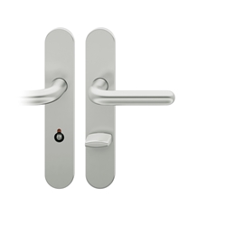 FSB AGL® 3 Drückergarnitur, Langschild, oval, WC Schauscheibe/Notentriegelung, E78, DIN Rechts, 72 1147, Naturfarbig eloxiert, mit Stütznocken, Vierkant 8mm, TS 39-48mm Nr. 0 72 1147 63154 0105