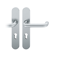 FSB AGL® 3 Drückergarnitur, Langschild, oval, PZ gelocht, E72, DIN Links, 79 1070, Edelstahl fein matt, mit Stütznocken, Vierkant 9mm, TS 39-48mm Nr. 0 79 1070 62810 6204