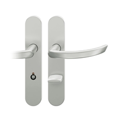 FSB AGL® 3 Drückergarnitur, Langschild, oval, WC Schauscheibe/Notentriegelung, E78, DIN Links, 72 1119, Naturfarbig eloxiert, mit Stütznocken, Vierkant 8mm, TS 39-48mm Nr. 0 72 1119 63254 0105