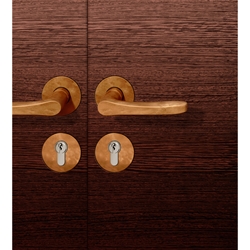 FSB AGL® 3 Drückergarnitur, mit Rosetten, rund, DIN Links, PZ gelocht, Bronze, 72 1106, Hellbronze, mit Stütznocken, Vierkant 8mm, Stärke Abdeckung 7mm, TS 45-54mm, flächenbündig Nr. 0 72 1106 81410 7615
