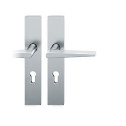 FSB AGL® 3 Drückergarnitur, Langschild, eckig, PZ gelocht, E72, DIN Links, 72 1005, Edelstahl fein matt, mit Stütznocken, Vierkant 8mm, TS 39-48mm Nr. 0 72 1005 62210 6204