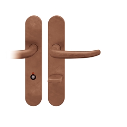 FSB AGL® 3 Drückergarnitur, Langschild, oval, WC Schauscheibe/Notentriegelung, E78, DIN Links, 72 1023, Hellbronze patiniert gewachst, mit Stütznocken, Vierkant 8mm, TS 39-48mm Nr. 0 72 1023 63254 7615