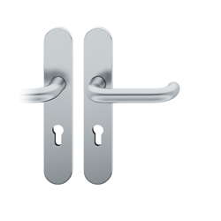 FSB AGL® 3 Drückergarnitur, Langschild, oval, PZ gelocht, E72, DIN Links, 79 1146, Edelstahl fein matt, mit Stütznocken, Vierkant 9mm, TS 39-48mm Nr. 0 79 1146 62810 6204
