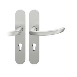 FSB AGL® 3 Drückergarnitur, Langschild, oval, PZ gelocht, E72, DIN Rechts, 79 1119, Naturfarbig eloxiert, mit Stütznocken, Vierkant 9mm, TS 39-48mm Nr. 0 79 1119 62710 0105