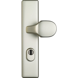 Abus WET-Schutz-Wechselgarnitur,Langschild,eckig,PZ,8/72,DIN Links-Rechts,Aluminium KLZS714,neusilberfarbig eloxiert Nr. 010008428-01