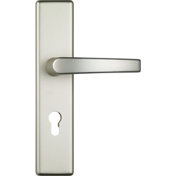 Abus WET-Schutz-Wechselgarnitur,Langschild,eckig,PZ,8/72,DIN Links-Rechts,Aluminium KLZS714,neusilberfarbig eloxiert Nr. 010008428-01