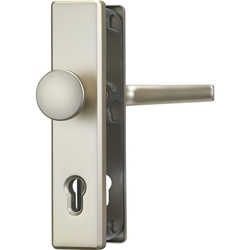Abus HT-Schutz-Wechselgarnitur,Langschild,eckig,PZ,10/92,DIN Links-Rechts,Aluminium HLS214,neusilberfarbig eloxiert Nr. 08306