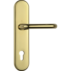 Abus HT-Schutz-Wechselgarnitur,Langschild,oval,PZ gelocht,10/92,DIN Links-Rechts,MS HLZS814,messing eloxiert Nr. 12245