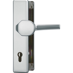 Abus Schutz-Drückergarnitur,Langschild,PZ gelocht,E92,VK10,RH12 HLT612,naturfarbig eloxiert verdeckt verschraubt Nr. 10024792-01