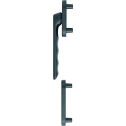 Hoppe Balkon-/Fenstertür-Halbgarnitur, PZ, Luxembourg 099KH/66N/66NS (außen flach), Alu, F9714M schwarz matt, mit Stütznocken, Ø 10mm, verdeckt verschraubt, ohne Schrauben Nr. 11739277