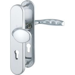 Hoppe ZT-Schutz-Wechselgarnitur, oval, PZ gelocht, 8/72, DIN Links-Rechts, ALU New York 76G/3331/3410/1810H, F1 naturfarbig eloxiert Langschild, TS 36-41mm (DIY-Sort.) Nr. 11728723