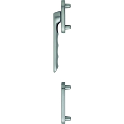 Hoppe Balkon-/Fenstertür-Halbgarnitur, PZ, Luxembourg 099KH/66N/66NS (außen flach), Alu, F9 stahlfarbig, mit Stütznocken, Ø 10mm, verdeckt verschraubt, ohne Schrauben Nr. 10765517