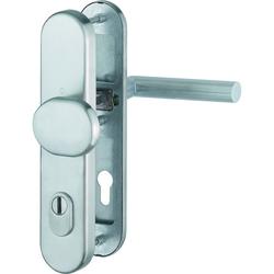 Hoppe HT-Schutz-Wechselgarnitur, oval, PZ, 10/92, DIN Links-Rechts, Edelstahl Amsterdam E86G/3332ZA/3310/1400Z, edelstahl matt Langschild, TS 67-72mm (DIY-Sort.) Nr. 11727974