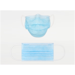 OP-Gesichtsmaske zum Einmalgebrauch Typ IIR (EN14683), hydrophob, blau, 3-lagig, elastische Ohrschlaufen, biegbarer Nasenbügel, Abmessungen 175 x 95 mm BFE ≥ 98%, Spritzwiderstand ≥ 120mm Hg (≥ 16 kPa) Spenderkarton á 50 Stück