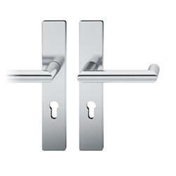 FSB ASL® Drückergarnitur, Langschild, eckig, PZ gelocht, E72, DIN Links-Rechts, 12 1016, Edelstahl spiegelpoliert, mit Stütznocken, Vierkant 8mm, TS 39-58mm Nr. 0 12 1016 02110 6205