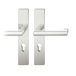 FSB AGL® 3 Drückergarnitur, Langschild, eckig, PZ gelocht, E72, DIN Links, 79 1031, Naturfarbig eloxiert, mit Stütznocken, Vierkant 9mm, TS 39-48mm Nr. 0 79 1031 62210 0105