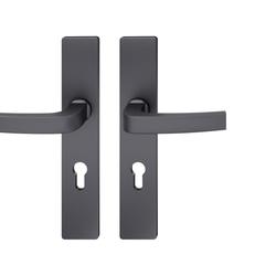 FSB ASL® Drückergarnitur, Langschild, eckig, PZ gelocht, E72, DIN Links-Rechts, 12 1163, gestrahlt, mit Stütznocken, Vierkant 8mm, TS 39-58mm Nr. 0 12 1163 02110 0810