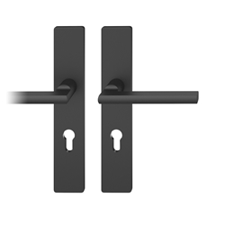 FSB ASL® Drückergarnitur, Langschild, eckig, PZ gelocht, E72, DIN Links-Rechts, 12 1035 gestrahlt, mit Stütznocken, Vierkant 8mm, TS 39-58mm Nr. 0 12 1035 02110 0810