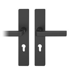 FSB ASL® Drückergarnitur, Langschild, eckig, PZ gelocht, E72, DIN Links-Rechts, 12 1004 gestrahlt, mit Stütznocken, Vierkant 8mm, TS 39-58mm Nr. 0 12 1004 02110 0810