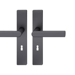FSB ASL® Drückergarnitur, Langschild, eckig, BB gelocht, E72, DIN Links-Rechts, 12 1244 gestrahlt, mit Stütznocken, Vierkant 8mm, TS 39-58mm Nr. 0 12 1244 02102 0810