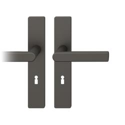 FSB ASL® Drückergarnitur, Langschild, eckig, BB gelocht, E72, DIN Links-Rechts, 12 1244, Dunkelbronzefarbig gestrahlt, mit Stütznocken, Vierkant 8mm, TS 39-58mm Nr. 0 12 1244 02102 0710