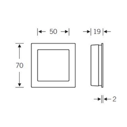 FSB ZT-Schiebetürmuschel, 42 4253, Aluminium offen, eckig, zum Einlassen, Naturfarbig eloxiert, Türwerkstoff Holz, L 70mm, B 70mm, T 19mm, offen Nr. 0 42 4253 00000 0105