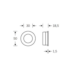 FSB ZT-Schiebetürmuschel, 42 4254, Aluminium geschlossen, rund, zum Einlassen, Naturfarbig eloxiert, Türwerkstoff Holz, T 18,5mm, geschlossen Nr. 0 42 4254 00001 0105