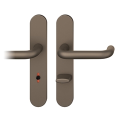 FSB ASL® Drückergarnitur, Langschild, oval, WC Schauscheibe/Schlitzkopf, E78, DIN Links-Rechts, 12 1070, Mittelbronzefarbig gestrahlt, mit Stütznocken, Vierkant 8mm, TS 39-58mm Nr. 0 12 1070 03154 0510