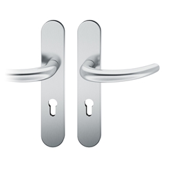FSB ASL® Drückergarnitur, Langschild, oval, PZ gelocht, E72, DIN Links-Rechts, 12 1160, Edelstahl spiegelpoliert, mit Stütznocken, Vierkant 8mm, TS 39-58mm Nr. 0 12 1160 02710 6205