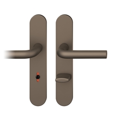 FSB ASL® Drückergarnitur, Langschild, oval, WC Schauscheibe/Schlitzkopf, E78, DIN Links-Rechts, 12 1075, Mittelbronzefarbig gestrahlt, mit Stütznocken, Vierkant 8mm, TS 39-58mm Nr. 0 12 1075 03154 0510