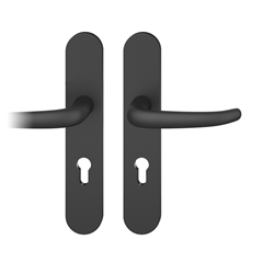 FSB ASL® Drückergarnitur, Langschild, oval, PZ gelocht, E72, DIN Links-Rechts, 12 1023, gestrahlt, mit Stütznocken, Vierkant 8mm, TS 39-58mm Nr. 0 12 1023 02710 0810