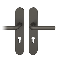 FSB ASL® Drückergarnitur, Langschild, oval, PZ gelocht, E72, DIN Links-Rechts, 12 1075, Dunkelbronzefarbig gestrahlt, mit Stütznocken, Vierkant 8mm, TS 39-58mm Nr. 0 12 1075 02710 0710