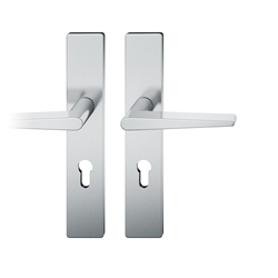 FSB ASL® Drückergarnitur, Langschild, eckig, PZ gelocht, E92, DIN Links-Rechts, 12 1005, Edelstahl spiegelpoliert, mit Stütznocken, Vierkant 8mm, TS 39-58mm Nr. 0 12 1005 02112 6205