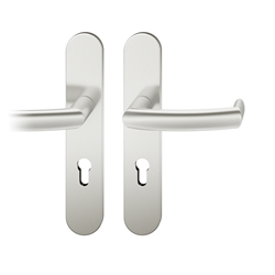 FSB AGL® 3 Drückergarnitur, Langschild, oval, PZ gelocht, E72, DIN Links-Rechts, 79 1177, Naturfarbig eloxiert, mit Stütznocken, Vierkant 9mm, TS 39-48mm Nr. 0 79 1177 92710 0105