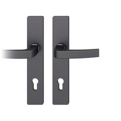 FSB ASL® Drückergarnitur, Langschild, eckig, PZ gelocht, E92, DIN Links-Rechts, 12 1163, gestrahlt, mit Stütznocken, Vierkant 8mm, TS 39-58mm Nr. 0 12 1163 02112 0810