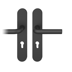 FSB ASL® Drückergarnitur, Langschild, oval, PZ gelocht, E92, DIN Links-Rechts, 12 1075 gestrahlt, mit Stütznocken, Vierkant 8mm, TS 39-58mm Nr. 0 12 1075 02712 0810