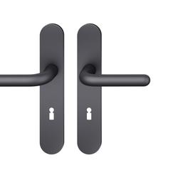 FSB ASL® Drückergarnitur, Langschild, oval, BB gelocht, E72, DIN Links-Rechts, 12 1147 gestrahlt, mit Stütznocken, Vierkant 8mm, TS 39-58mm Nr. 0 12 1147 02702 0810