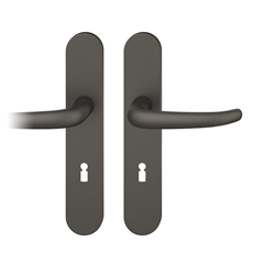 FSB ASL® Drückergarnitur, Langschild, oval, BB gelocht, E72, DIN Links-Rechts, 12 1023, Dunkelbronzefarbig gestrahlt, mit Stütznocken, Vierkant 8mm, TS 39-58mm Nr. 0 12 1023 02702 0710