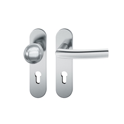 FSB ASL® OT-Wechselgarnitur, Kurzschild, oval, PZ gelocht, E72, Edelstahl, 12 1107, DIN Links-Rechts, Edelstahl spiegelpoliert, mit Stütznocken, Klasse 4, Vierkant 8mm, TS 39-58mm Nr. 0 12 1107 00910 6205