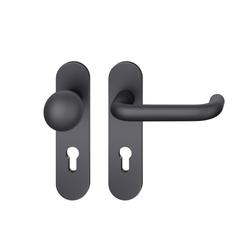 FSB ASL® OT-Wechselgarnitur, Kurzschild, oval, PZ gelocht, E72, Aluminium, 12 1070, DIN Links-Rechts, Schwarz gestrahlt, mit Stütznocken, Klasse 4, Vierkant 8mm, TS 39-58mm Nr. 0 12 1070 00910 0810