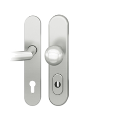 FSB HT-Schutz-Wechselgarnitur, oval, PZ gelocht, Entfernung 92mm, DIN Links-Rechts, Aluminium, 73 7375, Naturfarbig eloxiert, Langschild, Vierkant 10mm, TS 67-69mm, mit Zylinderabdeckung Nr. 0 73 7375 05512 0105