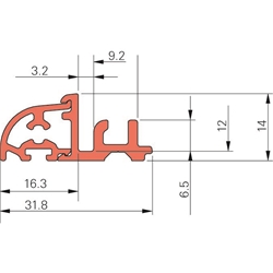 Roto Fenstertür-Wetterschenkel, 6000mm, Design II, MD I, Aluminium naturton eloxiert (MG:57) 784938 (Einzellänge)
