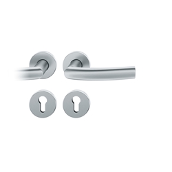 FSB ASL® Drückergarnitur, mit Rosetten, rund, DIN Links-Rechts, PZ gelocht, Edelstahl, 12 1107, Edelstahl, mit Stütznocken, Vierkant 8mm, Stärke Abdeckung 7mm, TS 39-58mm Nr. 0 12 1107 01310 6204
