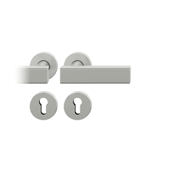 FSB ASL® Drückergarnitur, mit Rosetten, rund, DIN Links-Rechts, PZ gelocht, Aluminium, 12 1003, Naturfarbig, mit Stütznocken, Vierkant 8mm, Stärke Abdeckung 7mm, TS 39-58mm Nr. 0 12 1003 01310 0105