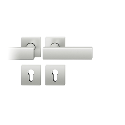 FSB ASL® Drückergarnitur, mit Rosetten, eckig, DIN Links-Rechts, PZ gelocht, Aluminium, 12 1003, Naturfarbig, mit Stütznocken, Vierkant 8mm, Stärke Abdeckung 7,2mm, TS 39-58mm Nr. 0 12 1003 04110 0105