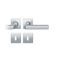 FSB ASL® Drückergarnitur, mit Rosetten, eckig, DIN Links-Rechts, BB gelocht, Aluminium, 12 1004, Naturfarbig, mit Stütznocken, Vierkant 8mm, Stärke Abdeckung 7,2mm, TS 39-58mm Nr. 0 12 1004 04102 0105