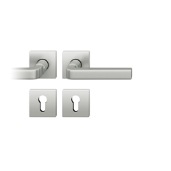 FSB ASL® Drückergarnitur, mit Rosetten, eckig, DIN Links-Rechts, PZ gelocht, Aluminium, 12 1004, Naturfarbig, mit Stütznocken, Vierkant 8mm, Stärke Abdeckung 7,2mm, TS 39-58mm Nr. 0 12 1004 04110 0105